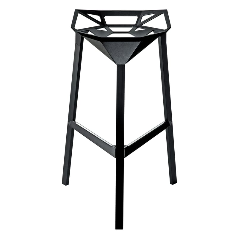 Furniture - Bar Stools - Stool One Bar stool metal black H 77 cm - Metal - Magis - Black - Aluminium