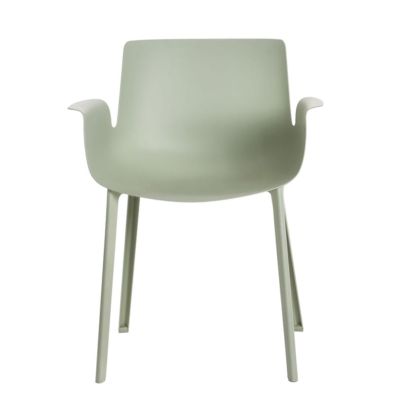Mobilier - Chaises, fauteuils de salle à manger - Fauteuil Piuma plastique vert - Kartell - Vert sauge - Thermoplastique polymère renforcé
