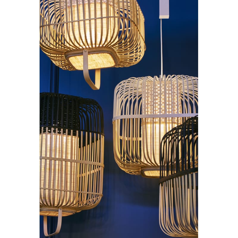 White bamboo shop light fixture