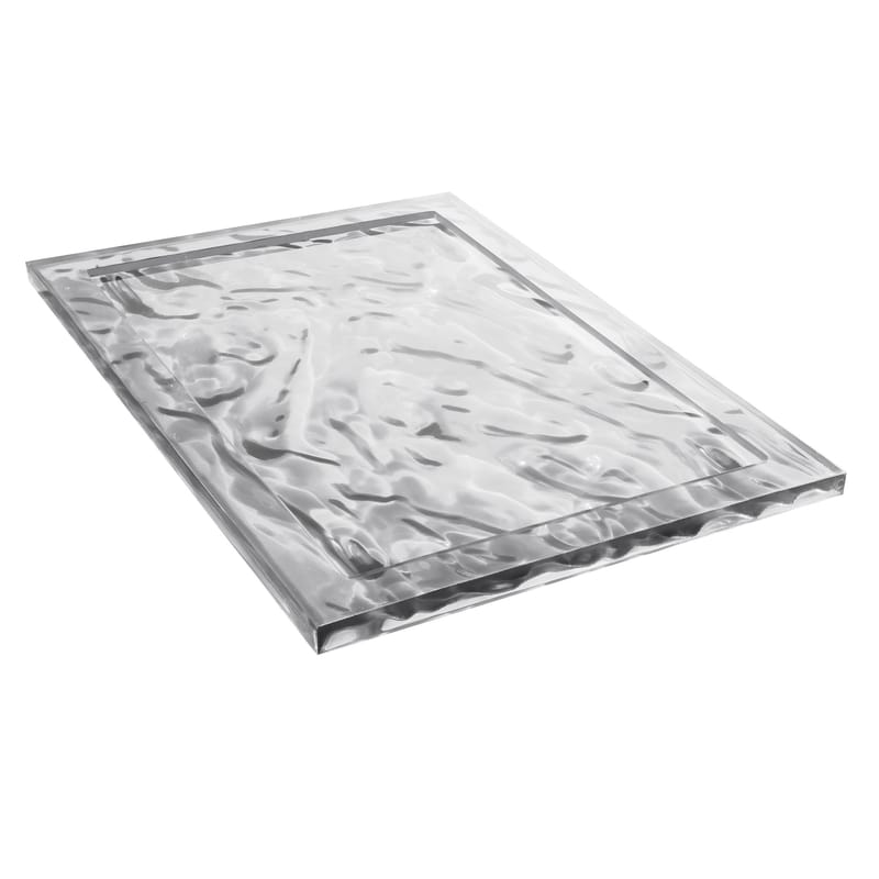 Table et cuisine - Plateaux et plats de service - Plateau Dune Small plastique transparent / 46 x 32 cm - Kartell - Cristal - Technopolymère