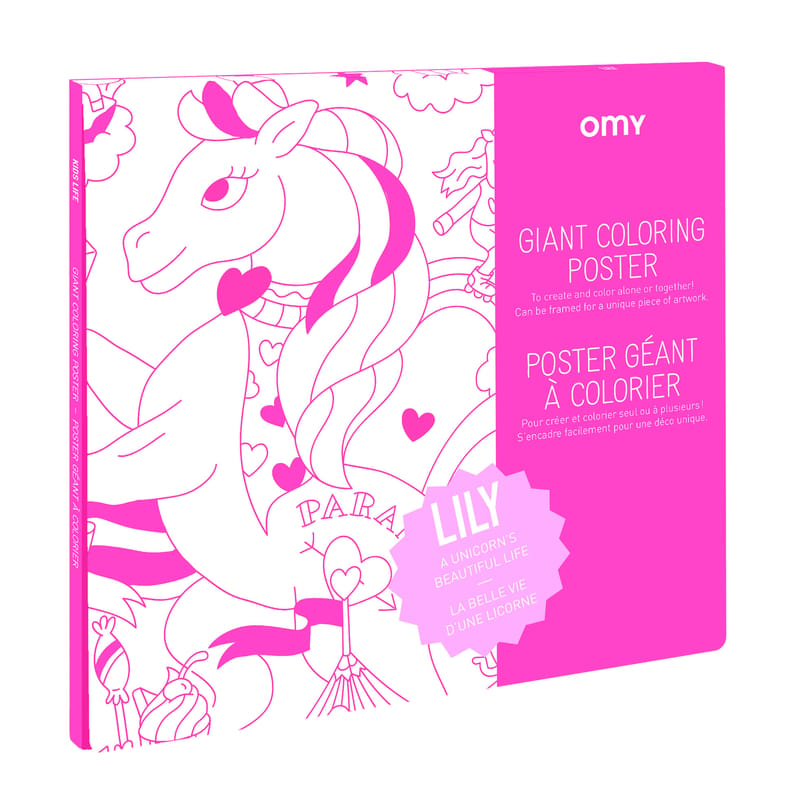 Décoration - Pour les enfants - Poster à colorier Lily papier blanc rose / 100 x 70 cm - OMY Design & Play - Lily - Papier
