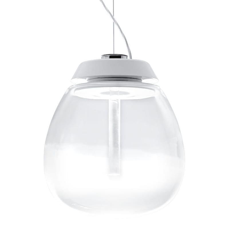 Luminaire - Suspensions - Suspension Empatia     LED / Ø 26 cm - Artemide - Ø 26 cm / Transparent & blanc - Aluminium verni, Méthacrylate, Verre soufflé