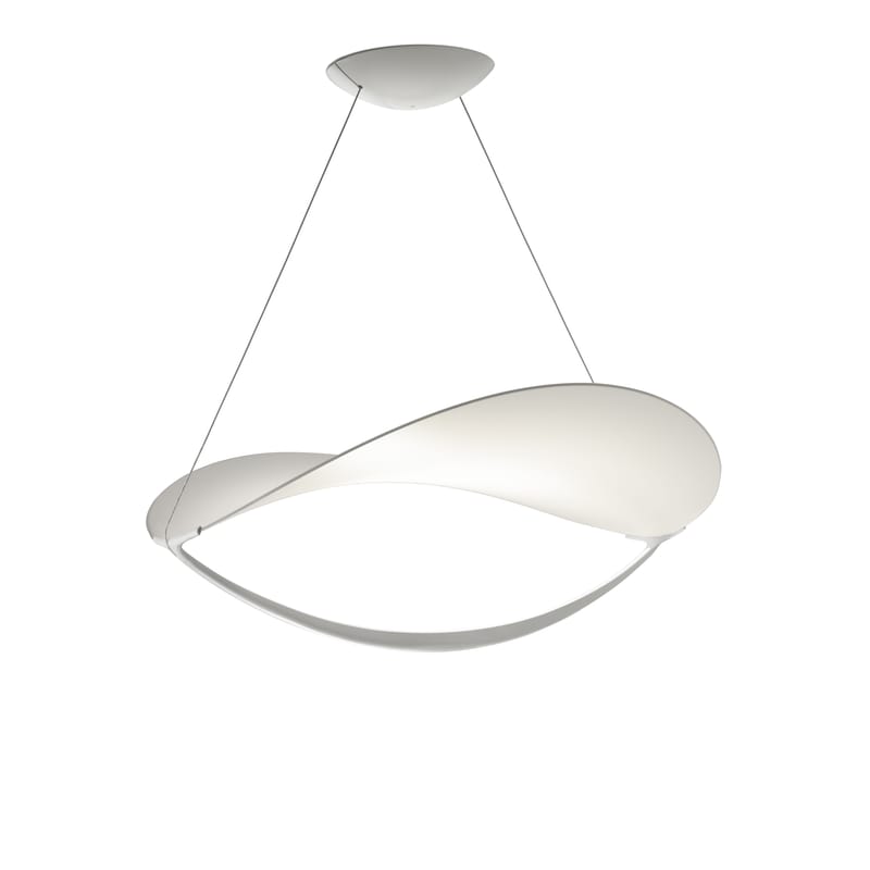 Luminaire - Suspensions - Suspension Plena LED / Tissu - Ø 70 cm - Foscarini - Blanc / Non dimmable - Aluminium verni, Toile PVC