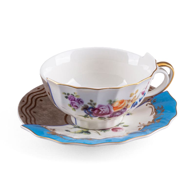 Table et cuisine - Tasses et mugs - Tasse à thé Hybrid Kerma céramique multicolore / Set tasse + soucoupe - Seletti - Kerma - Porcelaine