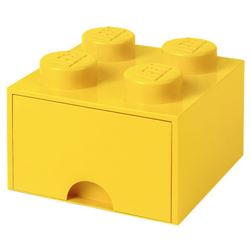Décoration - Pour les enfants - Boîte Lego® Brick plastique jaune / 4 plots - Empilable - 1 tiroir - ROOM COPENHAGEN - Jaune - Polypropylène