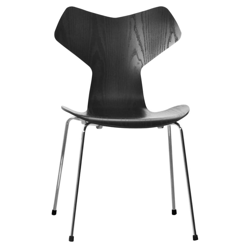 Mobilier - Chaises, fauteuils de salle à manger - Chaise empilable Grand Prix bois noir - Fritz Hansen - Noir - Acier, Frêne