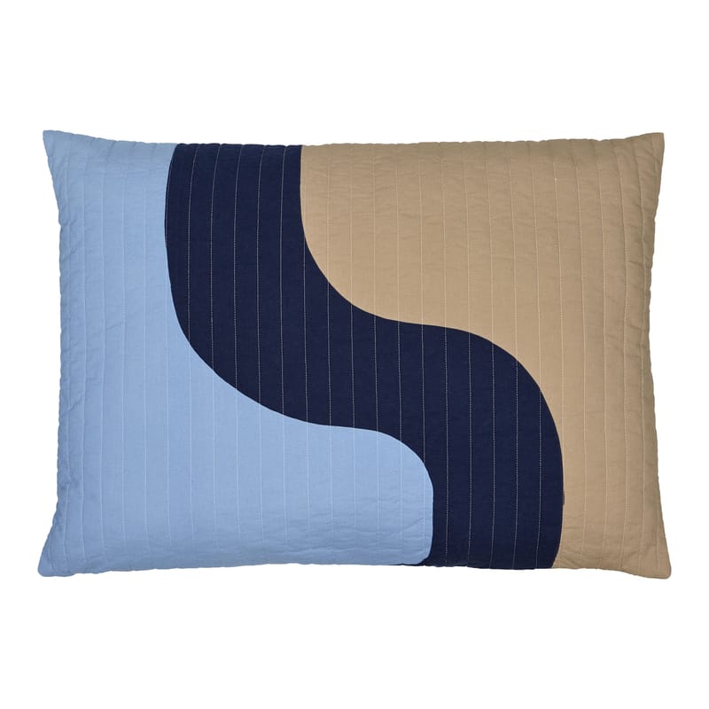 Décoration - Coussins - Coussin Seireeni tissu bleu / 50 x 70 cm - Matelassé - Marimekko - Seireeni / Beige, bleu - Coton, Polyester