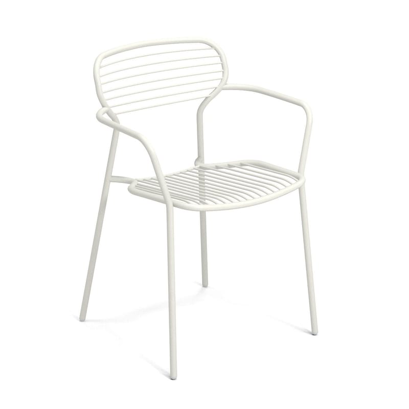 Mobilier - Chaises, fauteuils de salle à manger - Fauteuil empilable Apero métal blanc - Emu - Blanc - Acier verni