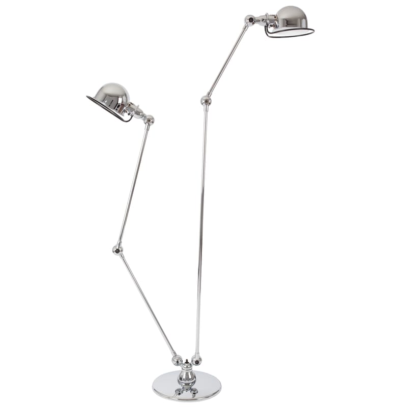 Luminaire - Lampadaires - Liseuse Loft métal /Double - 2 bras articulés - H max 160 cm / 120 cm - Jieldé - Chromé brillant - Acier inoxydable chromé