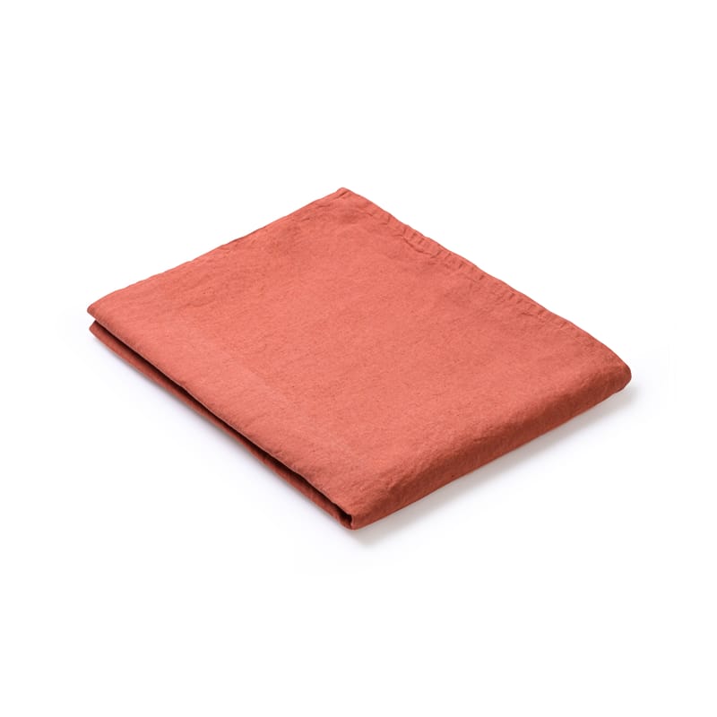 Table et cuisine - Nappes, serviettes et sets - Nappe en tissu  tissu rouge marron / 160 x 250 cm  - Lin traité TEFLON®anti-tache - Au Printemps Paris - Tomette - Lin