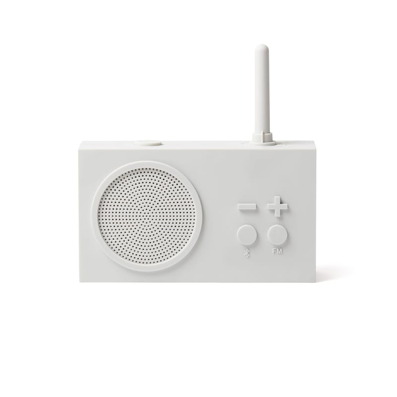 Décoration - High Tech - Radio portable Tykho 3 plastique blanc beige / Enceinte Bluetooth - Marc Berthier, 1997 - Lexon - Mastic - Gomme siliconée