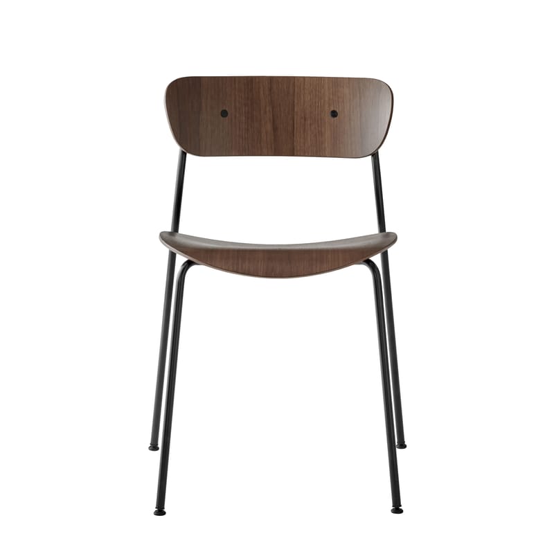 Möbel - Stühle  - Stapelbarer Stuhl Pavilion AV1 holz natur / lackiertes Holz - &tradition - Nussbaum, lackiert - Nussbaumfurnier, Stahl