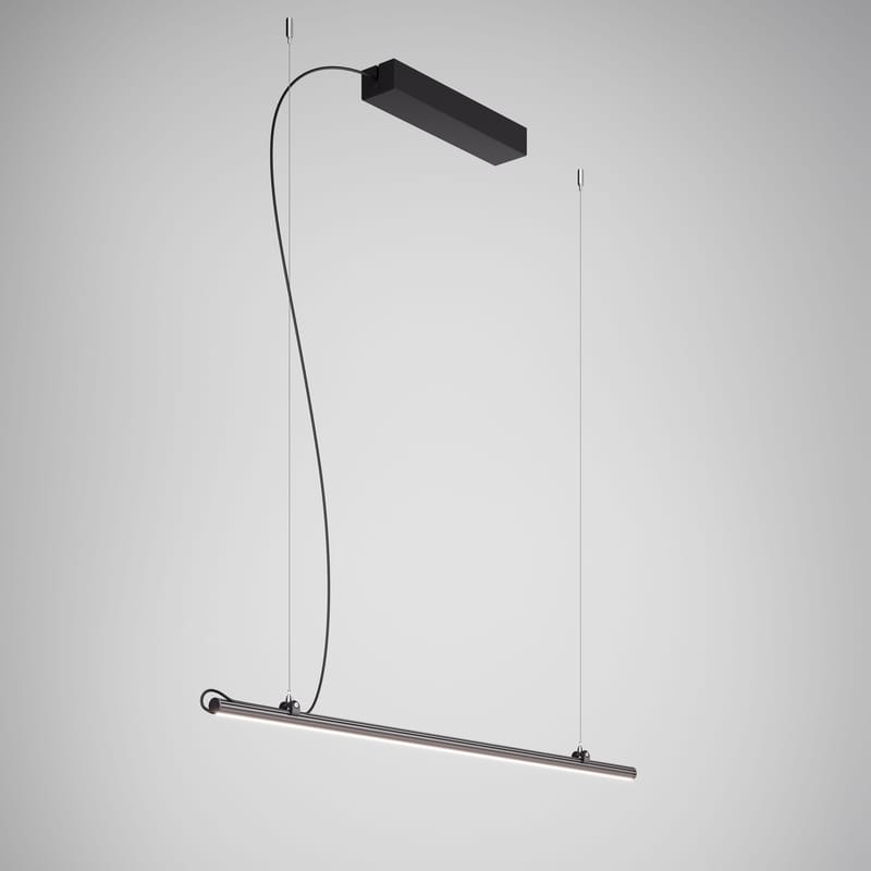 Luminaire - Suspensions - Suspension Freeline LED métal noir / L 100 cm - Fabbian - Noir - Aluminium anodisé