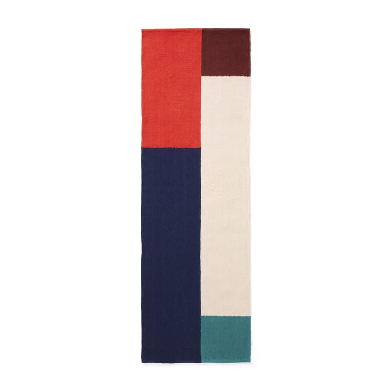 Décoration - Tapis - Tapis Flat works  multicolore / Par l\'artiste Ethan Cook - 80 x 250 cm - Hay - Bleu & orange (Vague) - Coton biologique, Laine