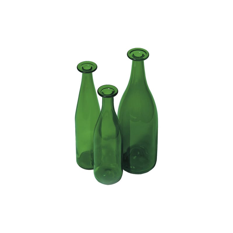Décoration - Vases - Vase 3 Green bottles verre vert / Carafes - Set de 3 bouteilles - 75 & 150 cl - Cappellini - Vert - Verre