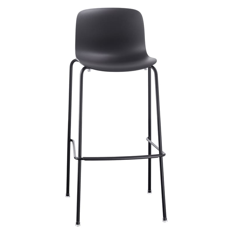 Furniture - Bar Stools - Troy Outdoor Bar stool metal plastic material black Plastic & 4 metal feet - H 75 cm - Magis - Black - Polypropylene, Steel