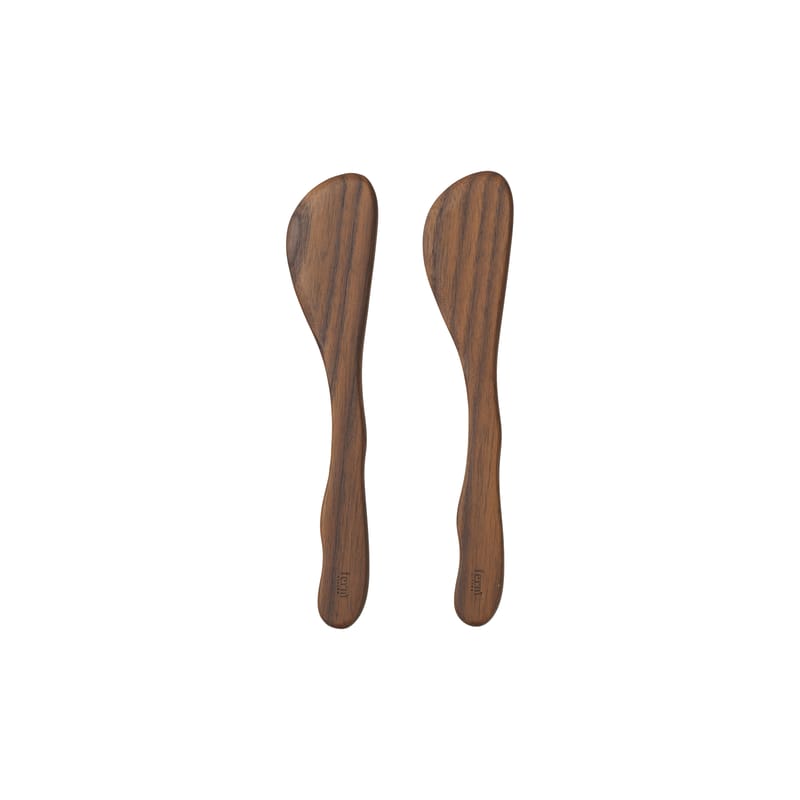 Table et cuisine - Couverts - Couteau à beurre Cairn bois naturel / Set de 2 - Ferm Living - Couteaux / Marron - Frêne massif
