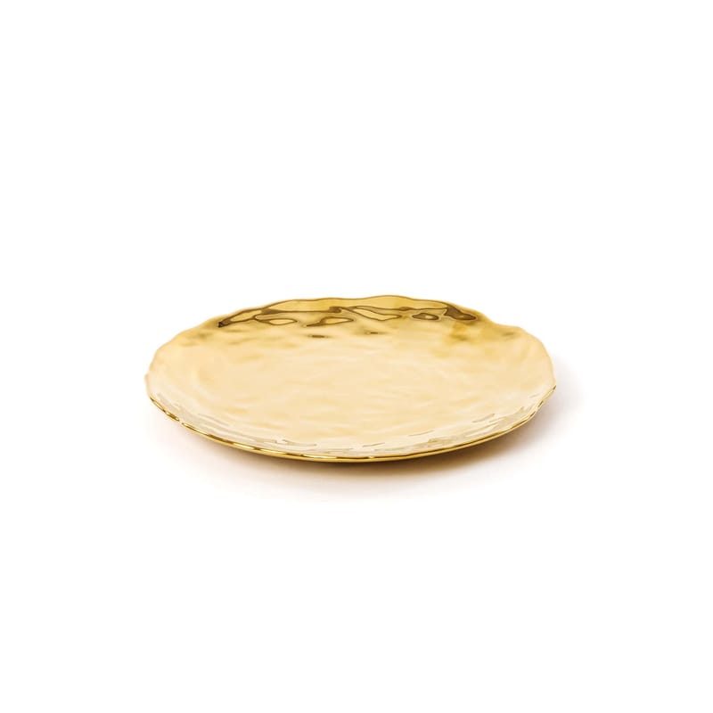 Tisch und Küche - Teller - Dessertteller Fingers keramik gold / Ø 22 cm - Seletti - Goldfarben - Porzellan