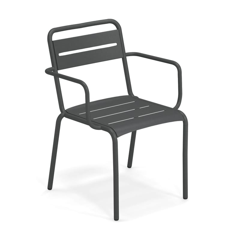 Mobilier - Chaises, fauteuils de salle à manger - Fauteuil empilable Star métal / Aluminium - Emu - Fer ancien - Aluminium