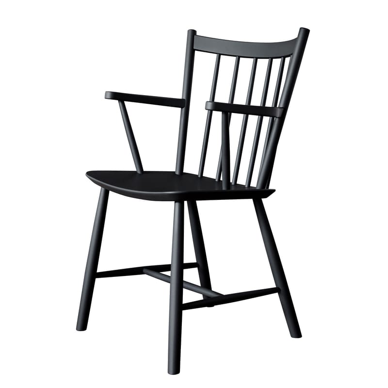 Mobilier - Chaises, fauteuils de salle à manger - Fauteuil J42 bois noir / Réédition 1950 - Hay - Noir - Hêtre laqué