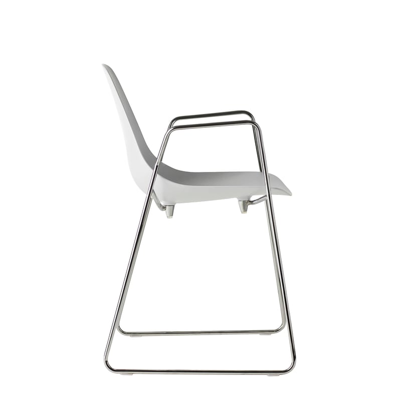 Mobilier - Chaises, fauteuils de salle à manger - Fauteuil Mammamia Sled métal blanc / Piètement luge - Opinion Ciatti - Blanc / Structure chromée - Acier, Aluminium