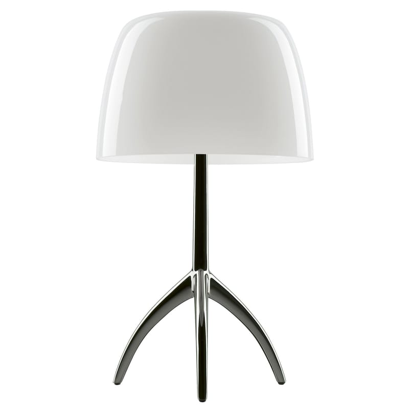 Illuminazione - Lampade da tavolo - Lampada da tavolo Lumière Grande / Variatore - H 45 cm - Foscarini - Bianco caldo / Base nero cromato - alluminio verniciato, vetro soffiato