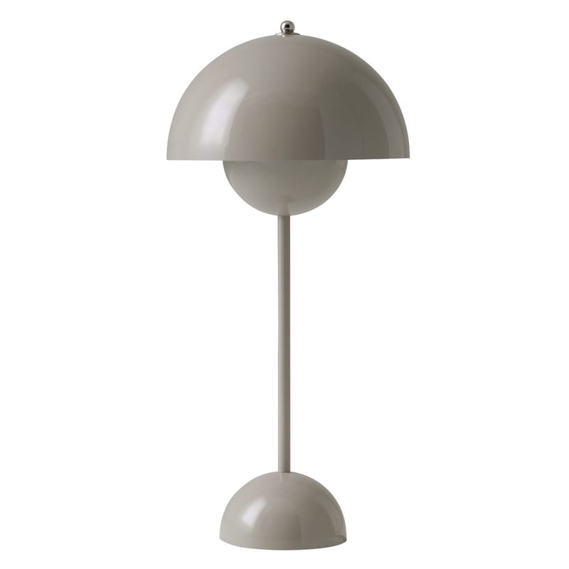 Luminaire - Lampes de table - Lampe de table Flowerpot VP3 métal gris beige / H 50 cm - By Verner Panton, 1968 - &tradition - Gris-beige - Aluminium laqué