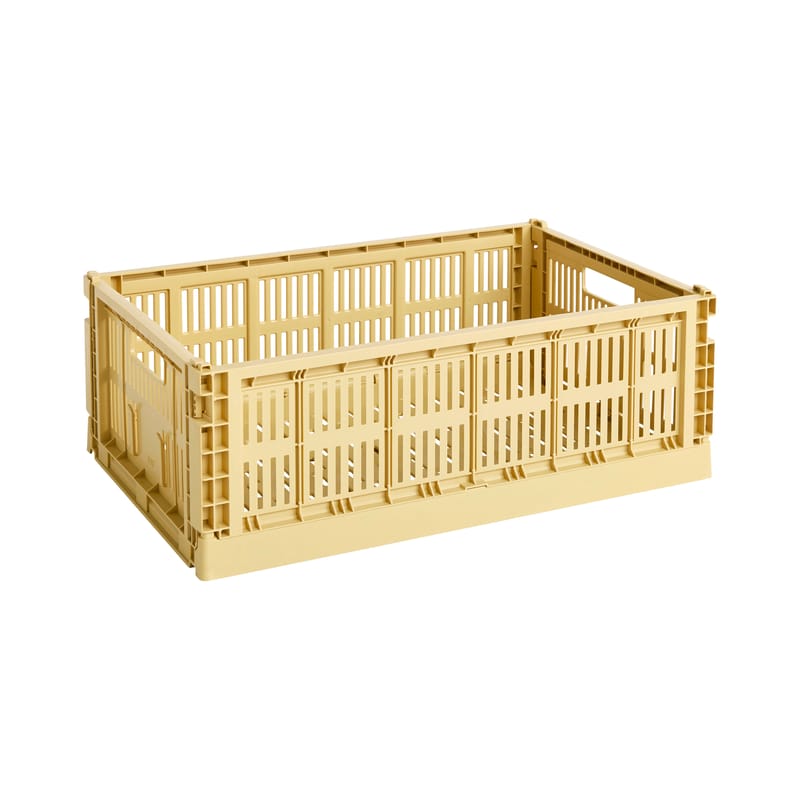 Décoration - Pour les enfants - Panier Colour Crate plastique jaune Large / 34,5 x 53 cm - Recyclé - Hay - Jaune doré - Polypropylène recyclé