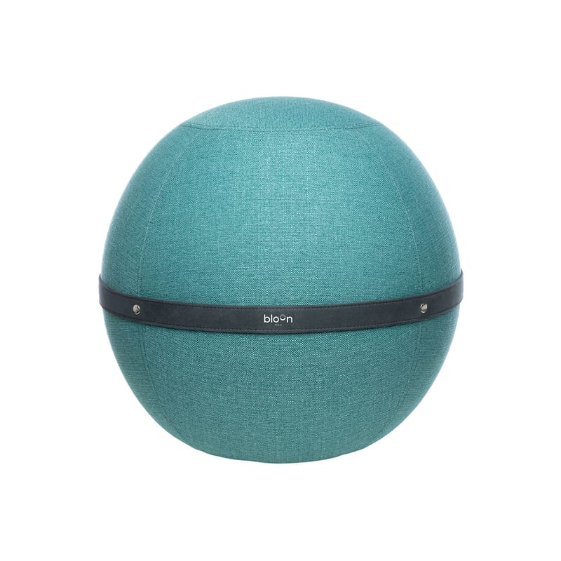 Mobilier - Poufs - Pouf Ballon Original Regular tissu bleu / Siège ergonomique - Ø 55 cm - BLOON PARIS - Turquoise - PVC, Tissu polyester