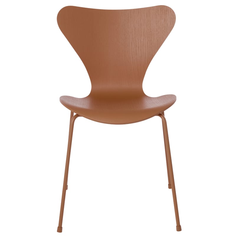 Furniture - Chairs - Série 7 Stacking chair wood orange Coloured ash - Fritz Hansen - Orange Chevalier / Base orange Chevalier - Painted steel, Tinted ashwood