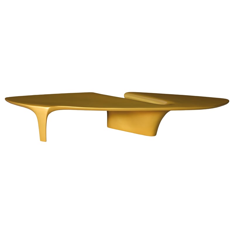 Mobilier - Tables basses - Table basse Waterfall plastique or / 216 x 60 cm - Driade - Or - Fibre de verre laquée