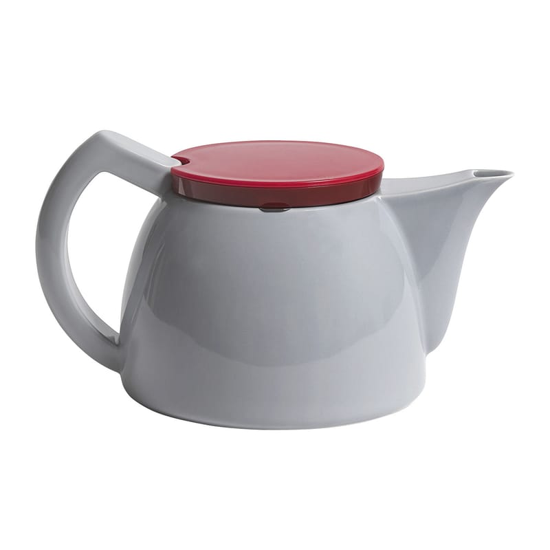 Table et cuisine - Théières et bouilloires - Théière  céramique rouge gris / 1 L - Avec filtre à thé - Hay - Gris & rouge - Acier inoxydable, Plastique, Porcelaine