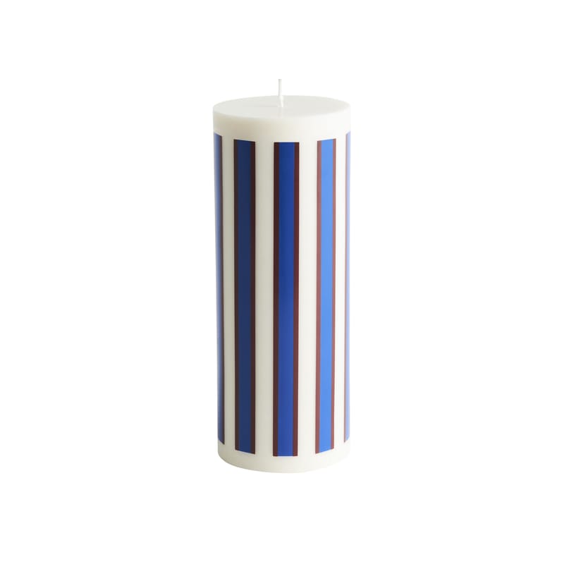 Décoration - Bougeoirs, photophores - Bougie bloc Column Large cire multicolore / Ø 9 x H 25 cm - Hay - Blanc / Bleu / Marron - Huile, Stéarine