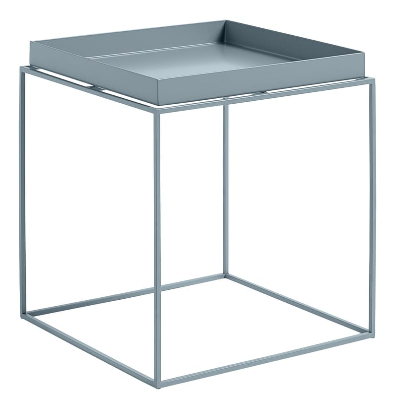 Furniture - Coffee Tables - Tray Coffee table metal blue Square - H 40 cm / 40 x 40 cm - Hay - Blue - Lacquered steel