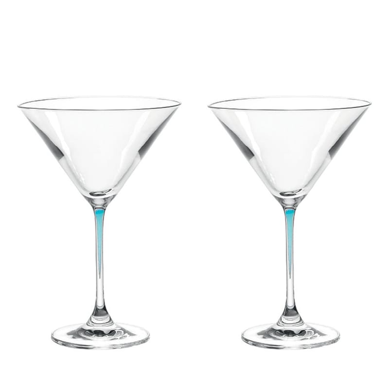 Table et cuisine - Verres  - Coupe à cocktail La Perla verre bleu transparent / Set de 2 - Leonardo - Bleu - Verre Teqton®