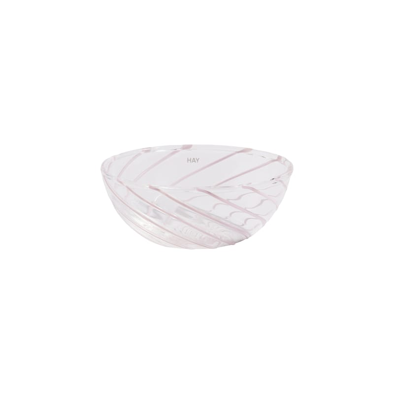 Table et cuisine - Saladiers, coupes et bols - Coupelle Spin verre rose transparent / Set de 2 - Hay - Transparent / Rayé rose - Verre borosilicaté