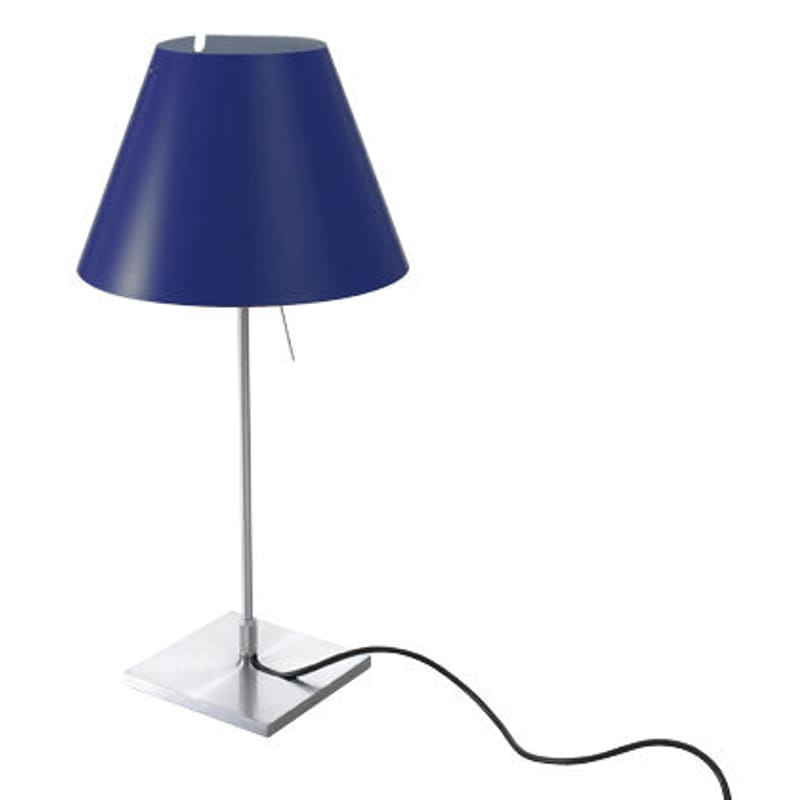 Luminaire - Lampes de table - Lampe de table Costanzina métal plastique bleu / H 51 cm - Luceplan - Bleu / Pied métal - Aluminium