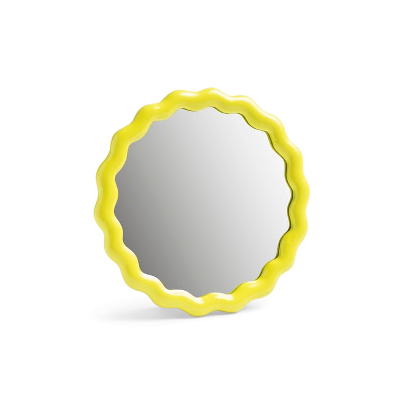 Décoration - Miroirs - Miroir Zigzag jaune / à poser ou supendre - Ø 17.5 cm - & klevering - Jaune - Polyrésine, Verre