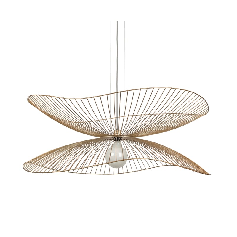 Lighting - Pendant Lighting - Libellule Large Pendant metal beige / Ø 100 x H 40 cm - Forestier - Champagne - Lacquered wire
