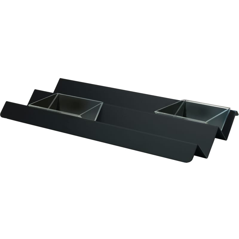 Table et cuisine - Plateaux et plats de service - Plateau V tray / 45 x 23 cm - Alessi - Noir super black - Acier