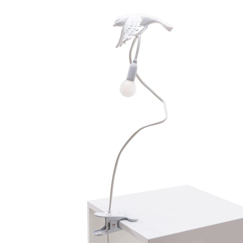 Luminaire - Lampes de table - Spot à pince Sparrow / Taking off plastique blanc - Seletti - Taking off / Blanc - Acier, Résine