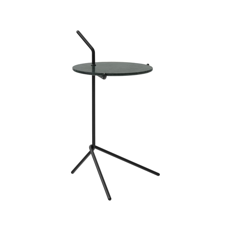 Mobilier - Tables basses - Table d\'appoint Halten SH9 pierre vert - &tradition - Marbre Vert / Piètement noir chaud - Acier, Marbre Guatemala
