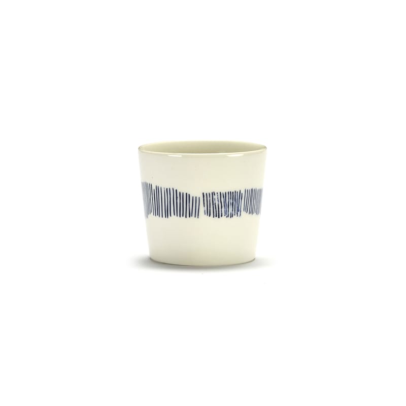 Table et cuisine - Tasses et mugs - Tasse à espresso Feast céramique blanc / 15 cl - Serax - Traits / Blanc & bleu - Grès émaillé