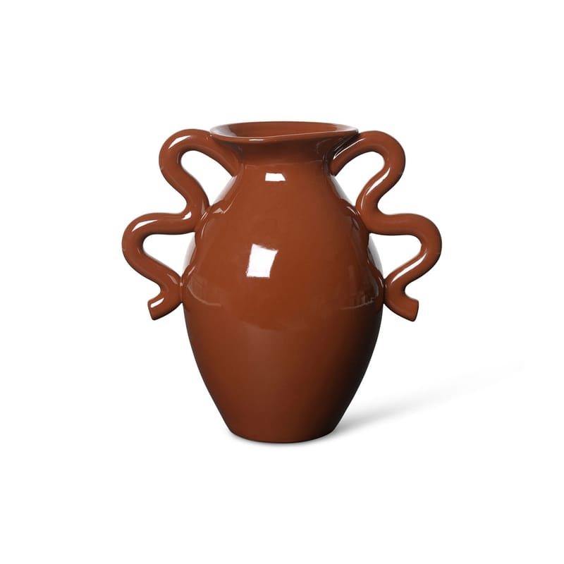 Décoration - Vases - Vase Verso céramique rouge / Ø 18 x H 27 cm - Ferm Living - Terracotta - Grès émaillé