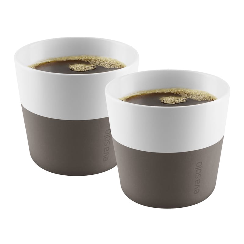 Tisch und Küche - Tassen und Becher - Becher Lungo keramik beige / 2er-Set - 230 ml - Eva Solo - Taupe - Porzellan, Silikon