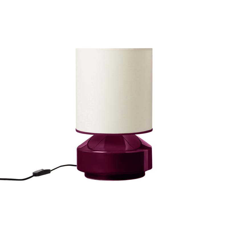 Luminaire - Lampes de table - Lampe de table Claude céramique violet / H 27 cm - Maison Sarah Lavoine - Aubergine - Céramique, Coton
