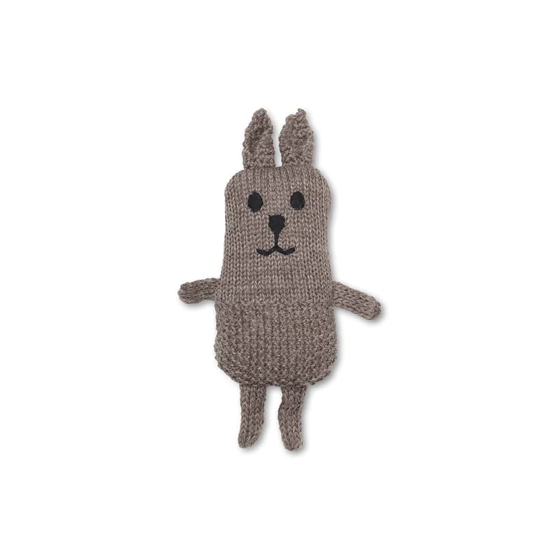 Décoration - Pour les enfants - Peluche Lee Rabbit Baby tissu beige / Laine mérinos tricotée - H 14 cm - Ferm Living - Beige - Laine Mérinos, Polyester recyclé