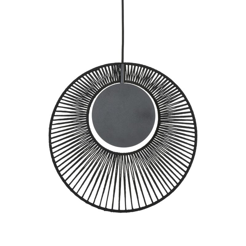 Lighting - Pendant Lighting - Oyster Pendant metal textile black / Ø 40 x H 42,5 cm - Forestier - Noir - Cotton, Metal