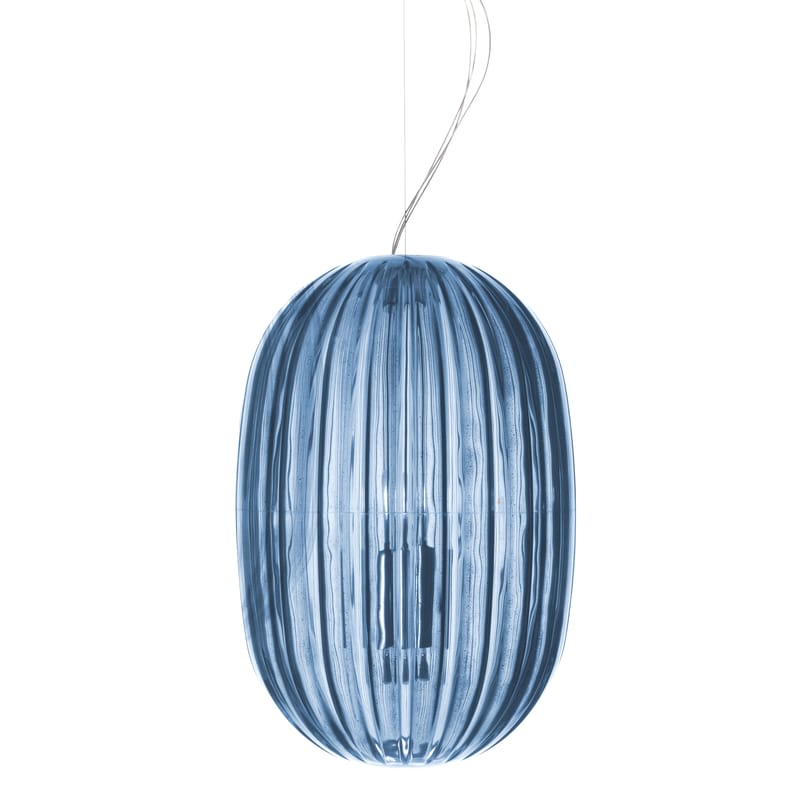 Leuchten - Pendelleuchten - Pendelleuchte Plass Media plastikmaterial blau / Ø 34 cm x H 50 cm - Foscarini - Blau - Polykarbonat