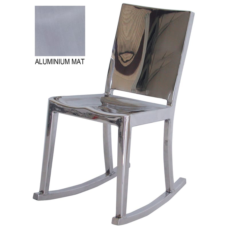 Mobilier - Fauteuils - Rocking chair Hudson Outdoor métal / Alu brossé - Emeco - Alu brossé (outdoor) - Aluminium brossé recyclé